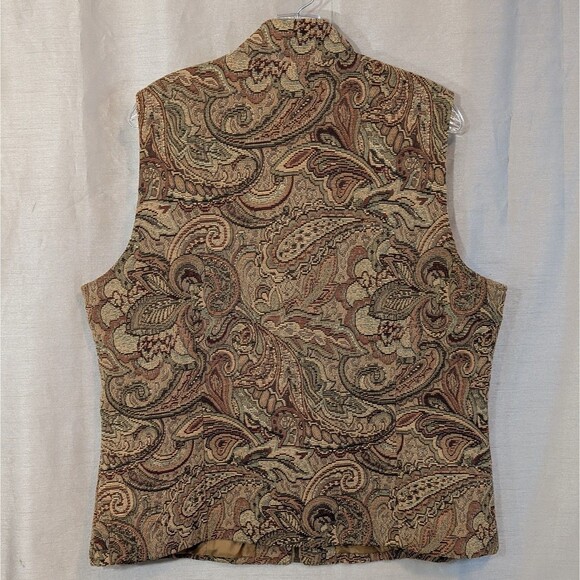 Vintage Tapestry Vest Brown Floral Paisley White Stag - Tagless /See Photos - XL - Picture 5 of 16